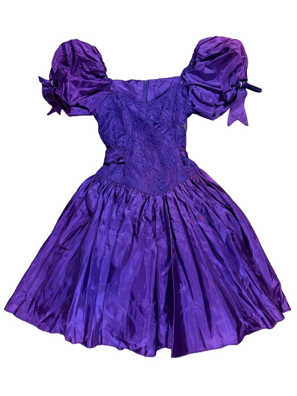 Vintage 80s Prom Dress Purple Iridescent Taffeta Lace Bodice Party Steppin' Out